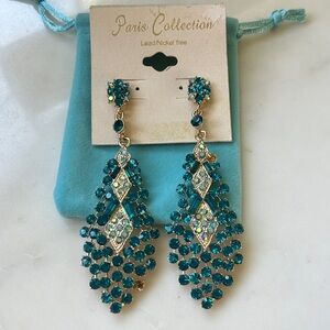 Paris Collection Teal Chandelier‎ statement Earrings